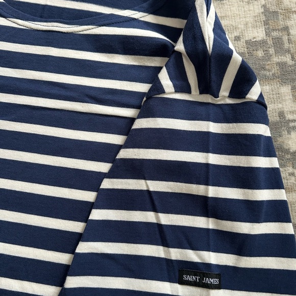 Saint James Classic Navy and White Striped Long Sleeve Tee - Picture 4 of 15
